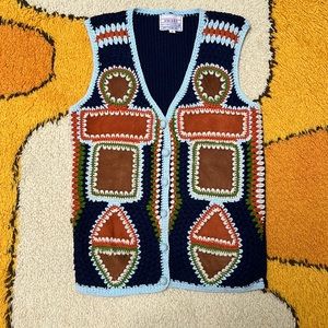 Vintage 70s Suede Patchwork Vest